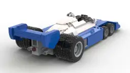 BlueBrixx 1977er sechsrädriger Formel Wagen blau/weiß