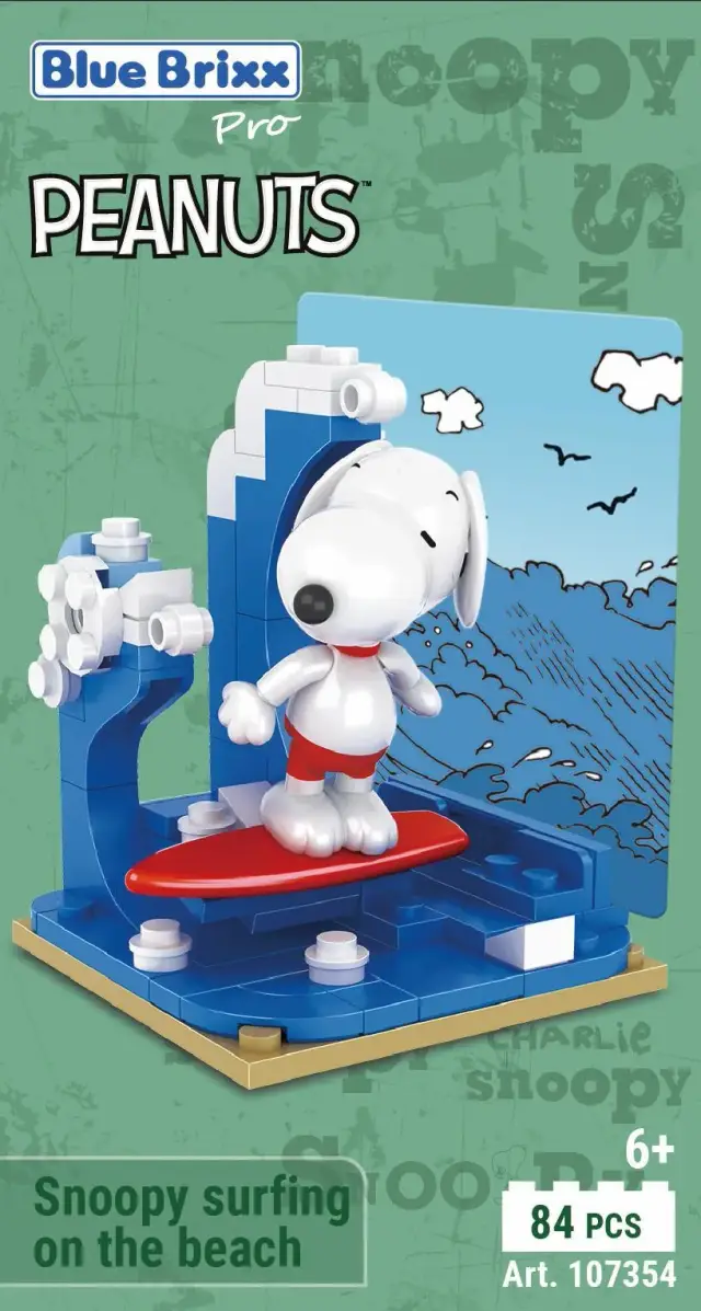 BlueBrixx® Peanuts™ Snoopy surft am Strand