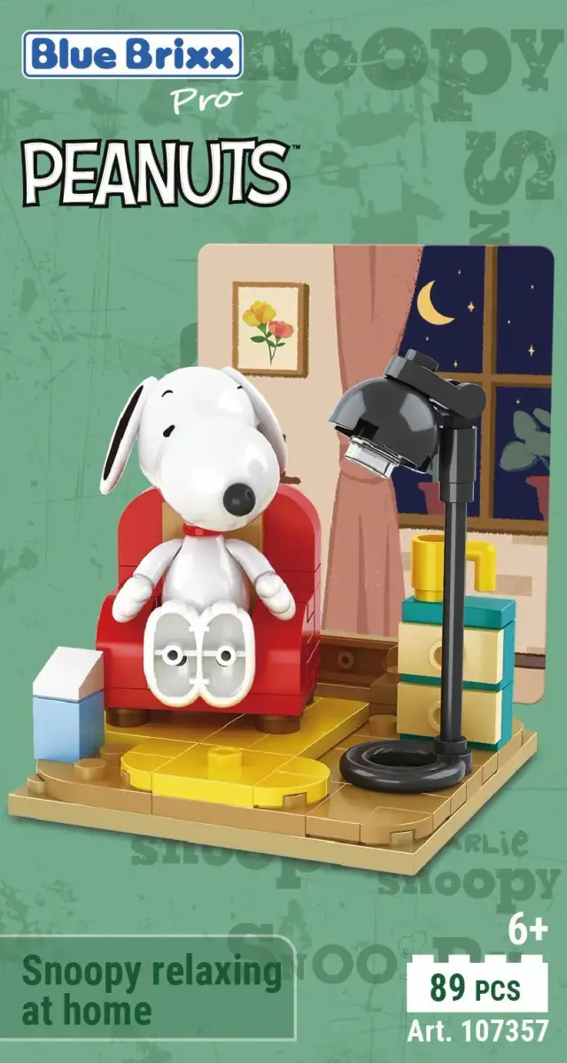 BlueBrixx® Peanuts™ Snoopy entspannt sich zuhause