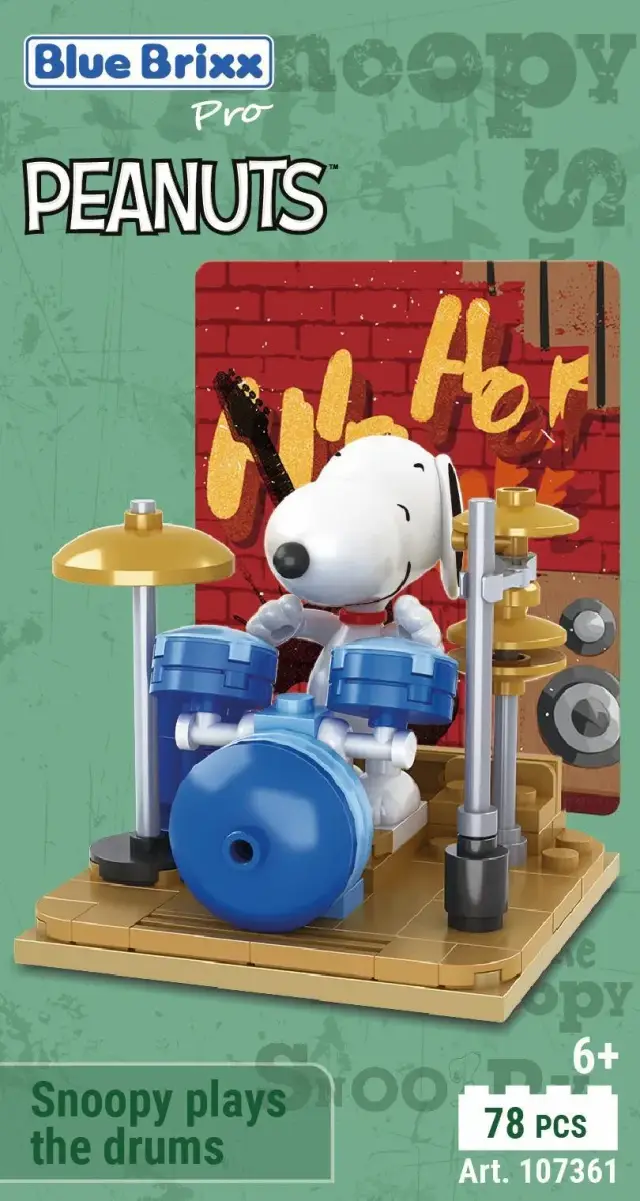 BlueBrixx® Peanuts™ Snoopy spielt Schlagzeug