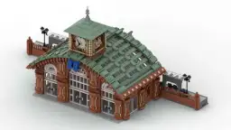 BlueBrixx Modularer Hauptbahnhof: Haupthalle mit schmalen Bahnsteig