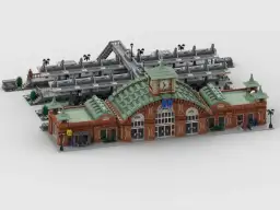 BlueBrixx Modularer Hauptbahnhof: Haupthalle mit schmalen Bahnsteig