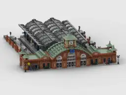 BlueBrixx Modularer Hauptbahnhof: Haupthalle mit schmalen Bahnsteig