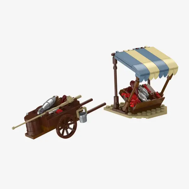BlueBrixx® Fisherman with cart and stall