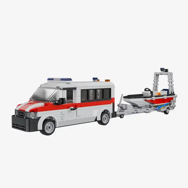 BlueBrixx® Wasserrettungsfahrzeug mit Boot