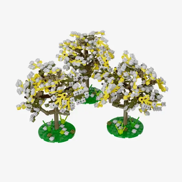 BlueBrixx® Pflaumenbäume im Frühling, 3er-Set