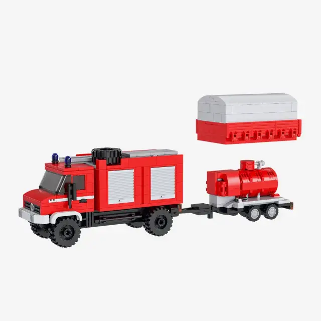 BlueBrixx® Feuerwehr Mehrzweckfahrzeug mit verschiedenen Aufbauten