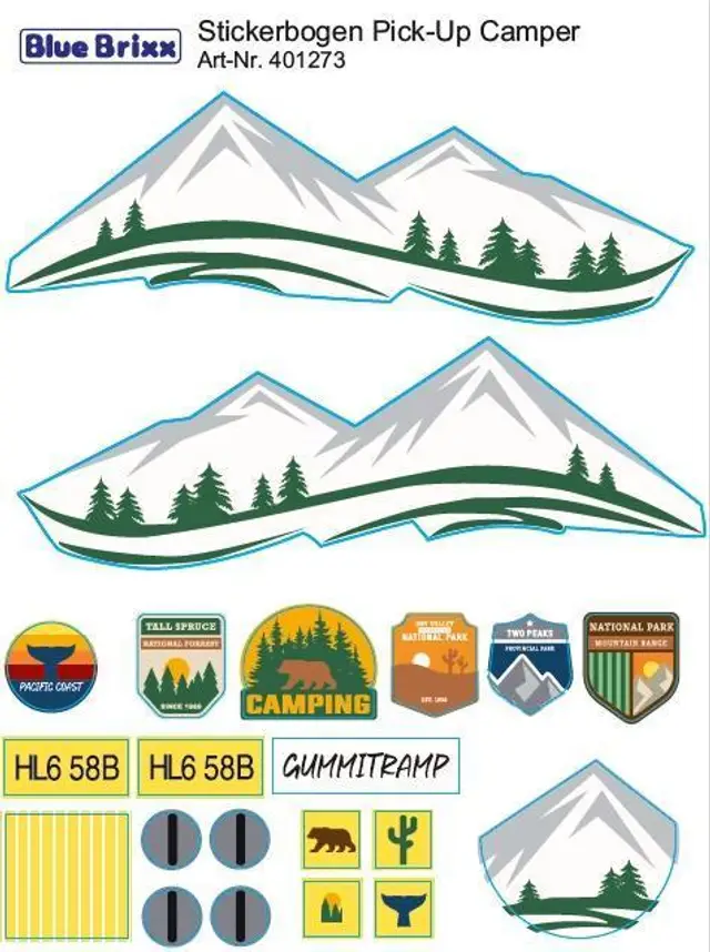 BlueBrixx® Stickerbogen Pick-Up Camper