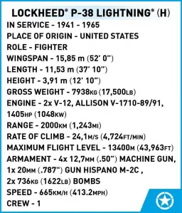 COBI Lockheed P-38 H Lightning