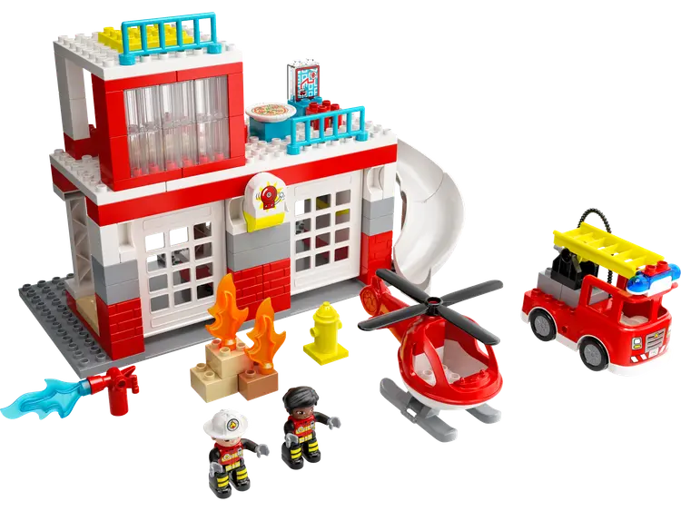 Lego Feuerwehrwache mit Hubschrauber