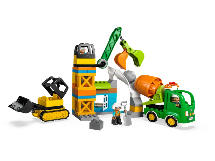 Lego Baustelle mit Baufahrzeugen