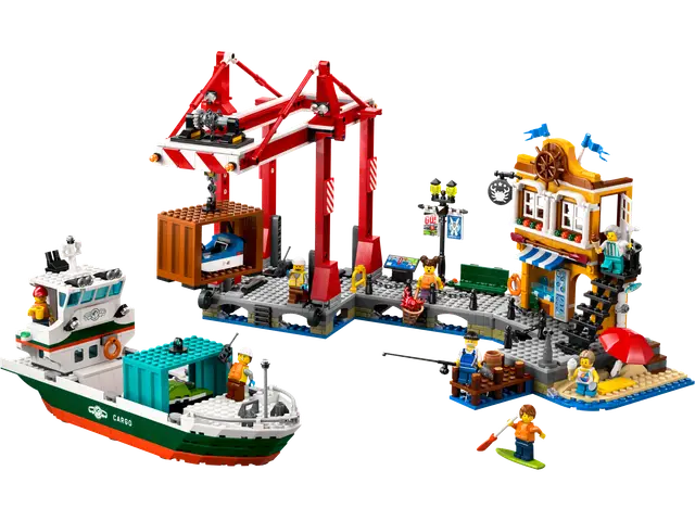 Lego® Hafen mit Frachtschiff