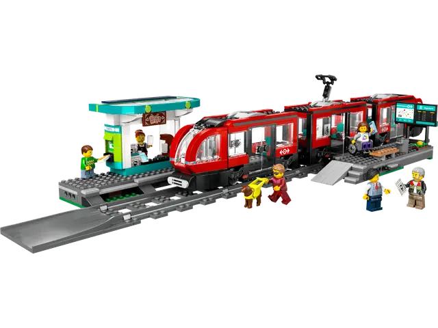 Lego® Straßenbahn mit Haltestelle