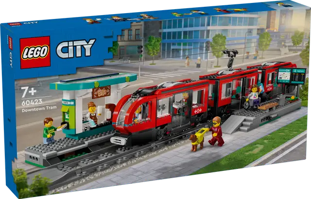 Lego® Straßenbahn mit Haltestelle
