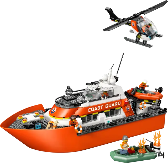 Lego® Rettungsboot der Küstenwache mit Hubschrauber
