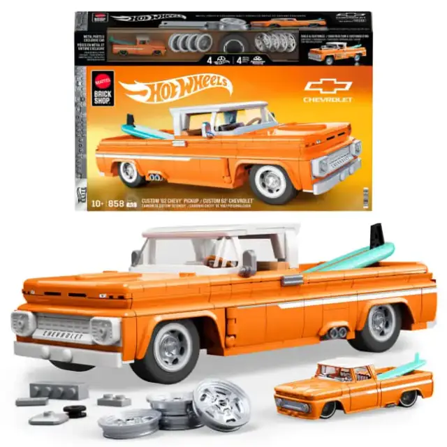 MEGA® Mattel Brick Shop Hot Wheels Custom ’62 Chevy Pickup Bauset (858 Teile), Für Sammler