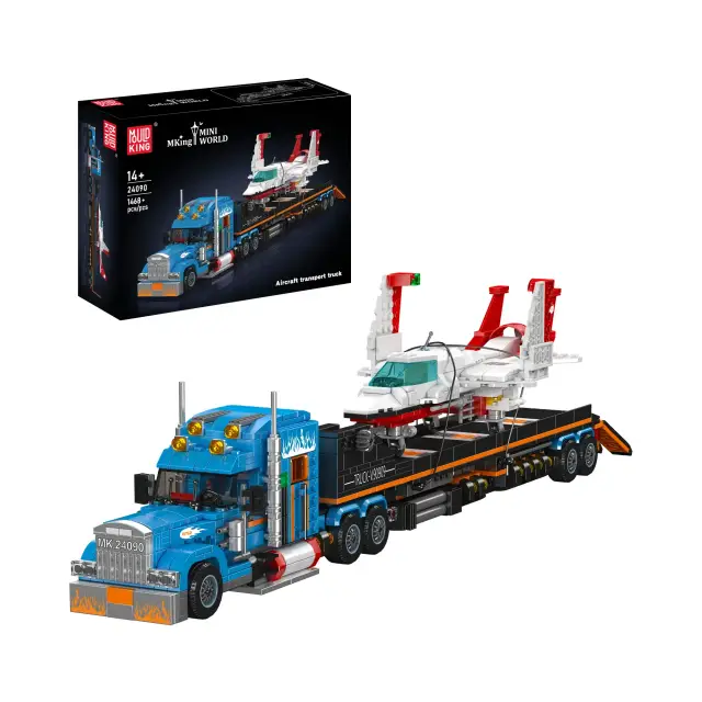 MouldKing® Aircraft Transport Truck with Flatbed Trailer